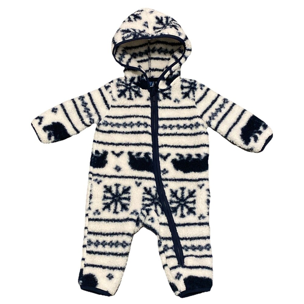Old Navy Faux Shearling Bunting Baby 6-12 Months Beige Blue Boy Girl Infant